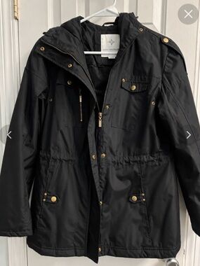 Weather Tamer Black Utility Anorak Jacket with Gold/Brass Hardware